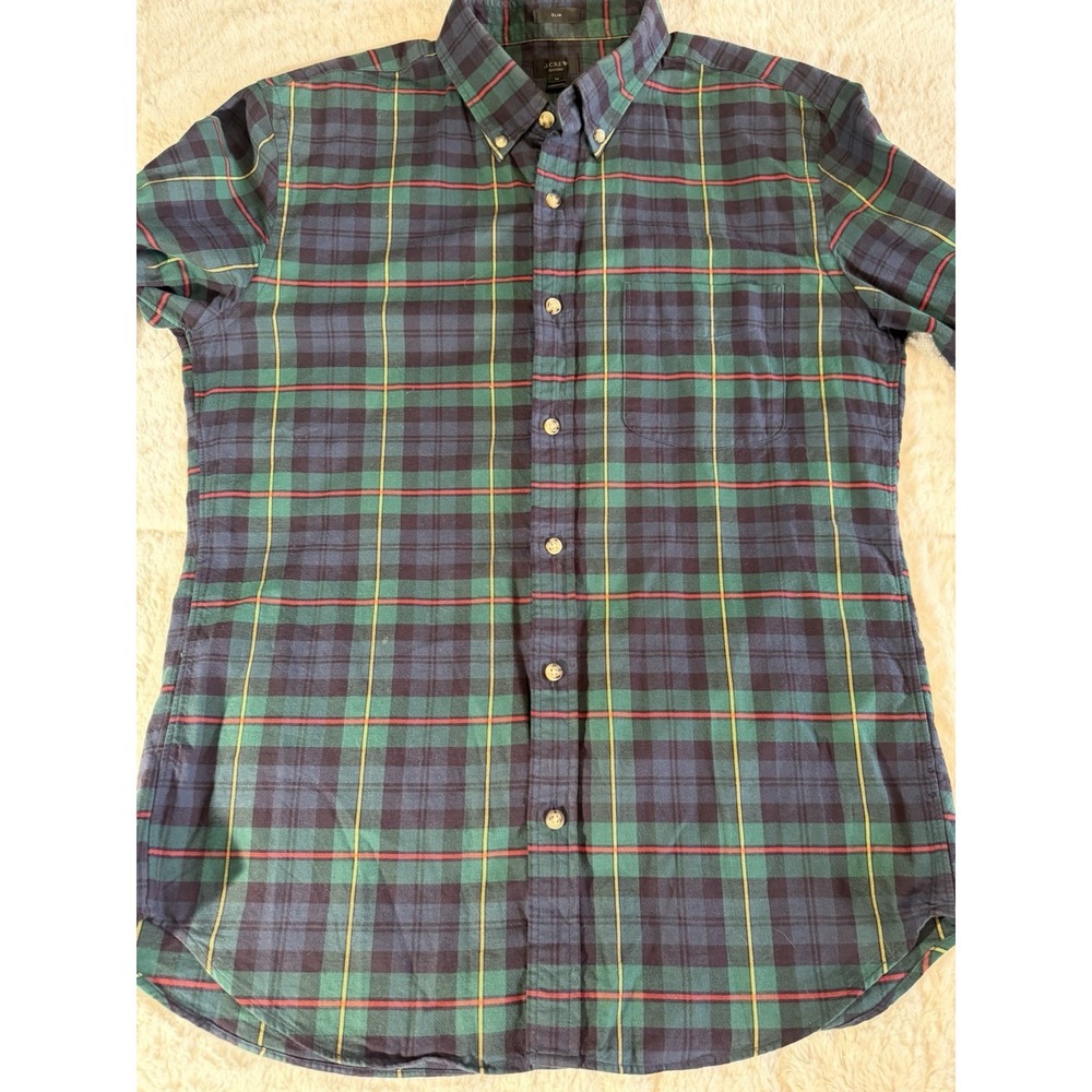 J.Crew Secret Wash Classic Fit Shirt - Black watch Tartan Men's Size M - Picture 3 of 7